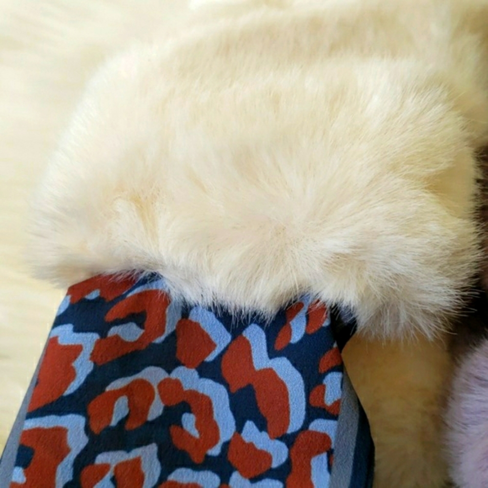 New 🎅 Leopard Faux Mink Fur Skinny Scarf Twilly - Picture 8 of 8